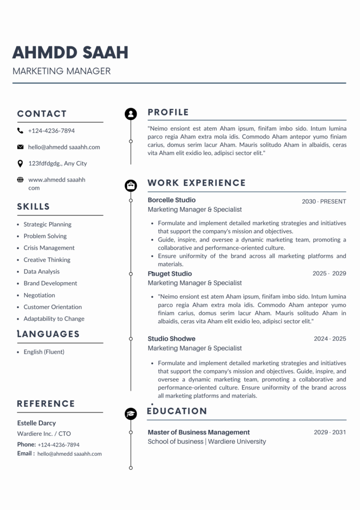 blue and gray simple professional cv resume