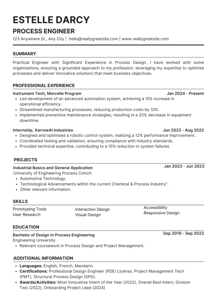 white and black modern new graduate professional resume