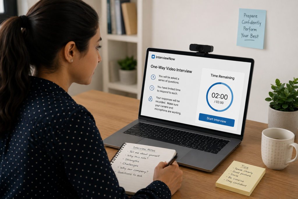 AI Interview Tips 2026 - Candidate preparing for an AI one-way video interview