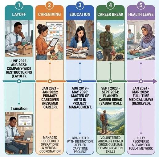 Resume gap examples for layoffs caregiving education and career breaks